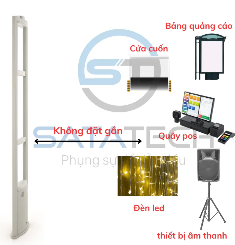 không đặt gần thiết bị khiến nhiễm từ